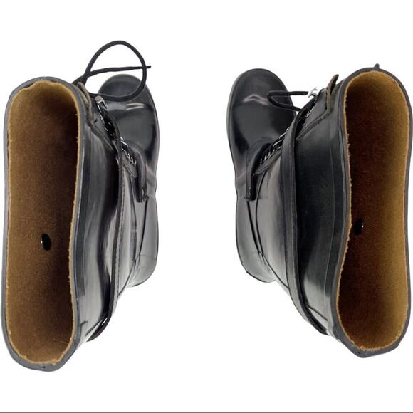 BCBGMAXAZRIA Women's Black Willis Lace Up Rubber Boots Leather Straps Size 6 - Picture 12 of 16